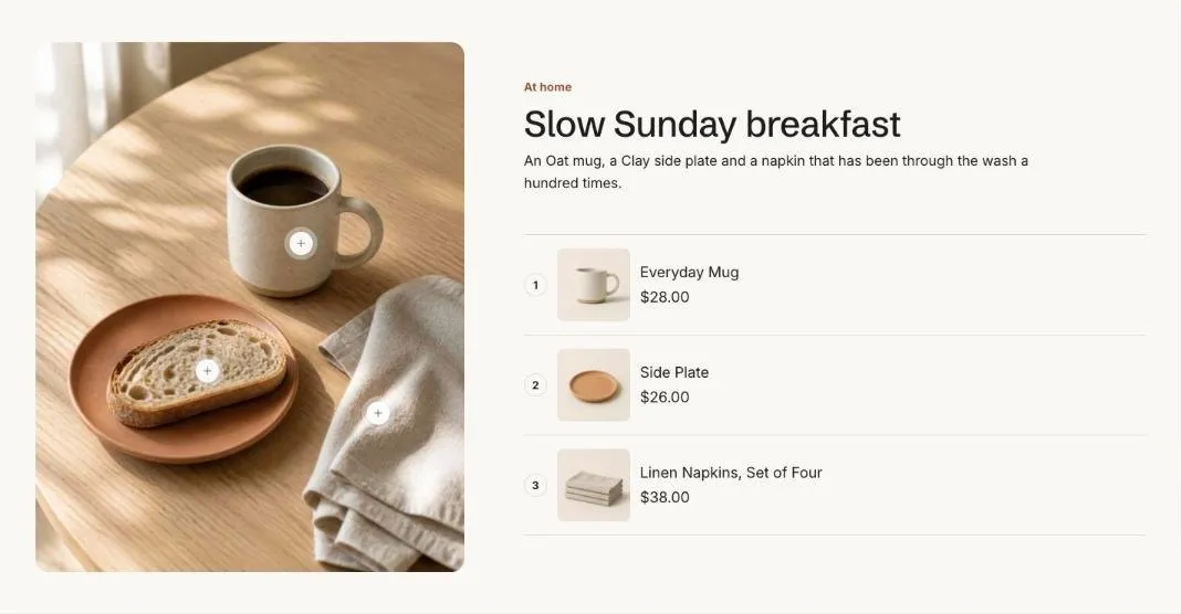 The Shoppable image section