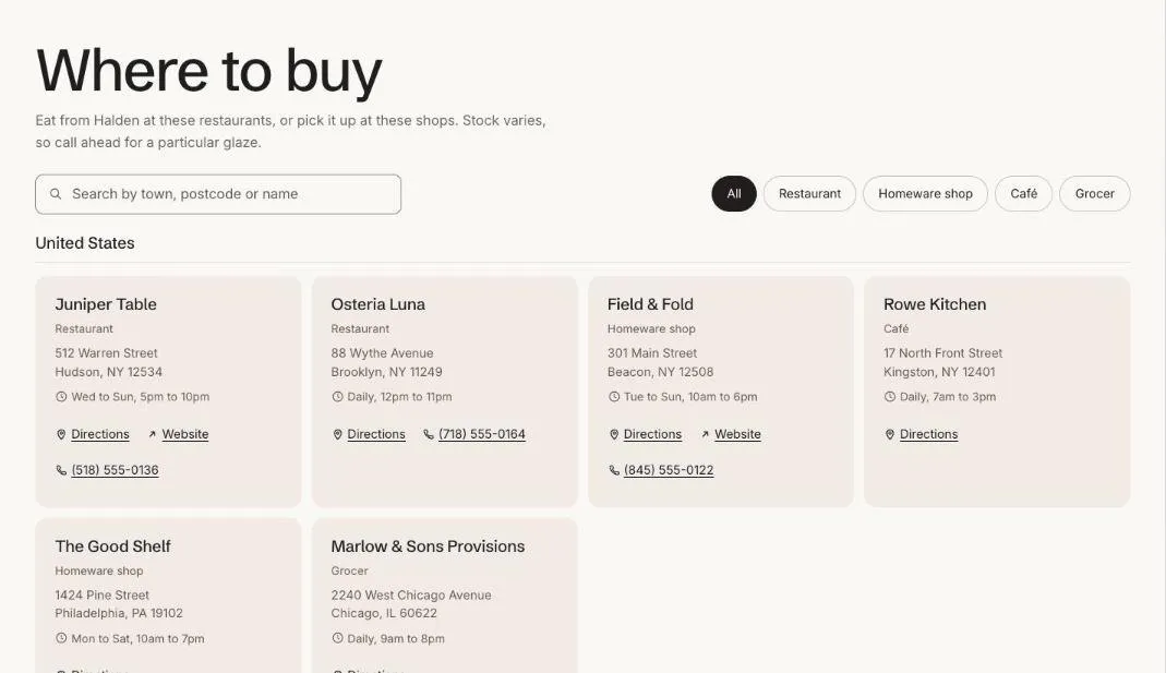 The Store locator section